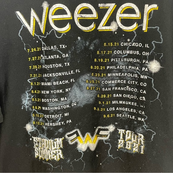Weezer 2021 Stadium Tour Black Graphic Band Tee Size M - Picture 7 of 8